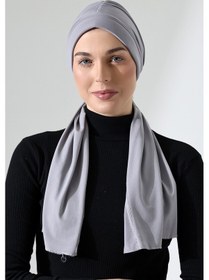 Resim Üç Farklı Bağlamalı Tesettür Hazır Pratik Şal Gri Gri 