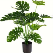 Resim Şık Büyük Sahte Monstera Bitkisi - 59.94cm Yükseklik, Bakım Gerektirmeyen İç Mekan Dekoru Ev & Ofis İçin, Dayanıklı Polyester, Ayarlanabilir Dallar 