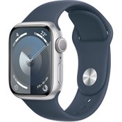 Resim Watch Series 9 GPS 41mm Silver Aluminium Case with Storm Blue Sport Band - S/M Apple