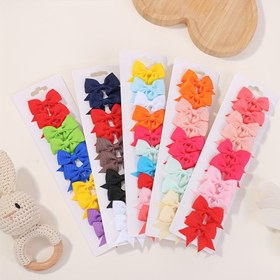 Resim 10 adet Düz Renkli Yay Saç Tokası Moda Bebek Kız Saç Aksesuarları, Hediye için İdeal Seçim 