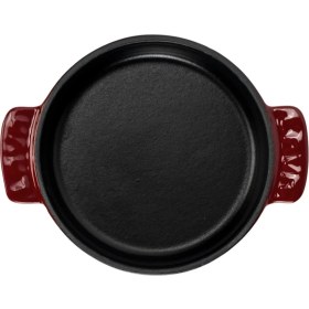 Resim Lava Döküm Yuvarlak Güveç Kabı Döküm Demir Yekpare Çift Kulplu ÇAP(Ø)14CM.-BORDO 