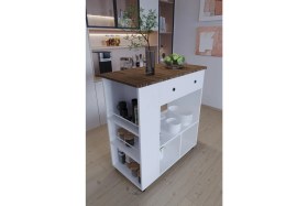 Resim Moka Park AVM Raflı Çekmeceli Pratik Tekerlekli Fonksiyonlu Mutfak Adası 