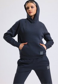 Resim MELA ROSSA Kadın Taş Kapşonlu Cepli 3 İplik Sweattshirt Şardonlu Eşofman Takım 