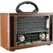 Resim Mikado MDR-123BT Ahşap USB- TF Destekli Bluetooth FM-AM-SW 3 Band Klasik Radyo 
