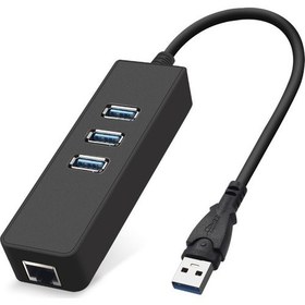 Resim Alfais 4263 USB 3.0 To Ethernet Gigabit RJ45 3 Port Hub Çoklayıcı Adaptör 