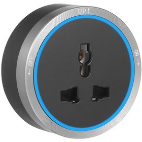 Resim Neevoyu Gri Alüminyum Akrilik Power Rail Uçucu Soket, 3 Lüniversal Pin, Mavi Led Göstergeli, Ev Ofis Kullanıma Uygun 