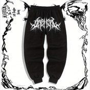 Resim Gothic tarzı karanlık desen baskılı, erkekler için cepli rahat bağcıklı eşofman altı, rahat spor pantolon, günlük giyim için erkek kıyafetleri 