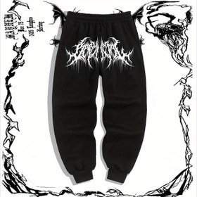 Resim Gothic tarzı karanlık desen baskılı, erkekler için cepli rahat bağcıklı eşofman altı, rahat spor pantolon, günlük giyim için erkek kıyafetleri 