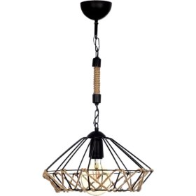 Resim Şık Siyah Tekli Halatlı Asma Aydınlatma Parçası 