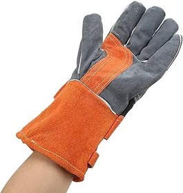 Resim Ateş Eldivenleri, Fırın Eldiven Alev Geciktirici Izgara Eldivenleri BBQ GRILL İÇİN BÖLÜM CEPLERİ (ORANGE) 