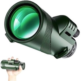 Resim Akıllı Telefon Adaptörü Tripodlu 8x40 Yüksek Güçlü Monoküler Teleskop, Stargazing İçin Yüksek Tanımlı Bej - Siyah 