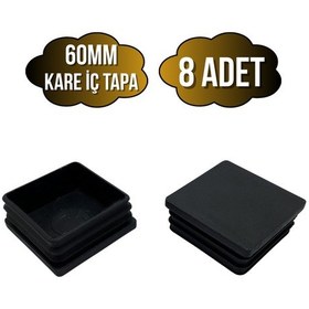 Resim Kare Demir Profil İç Tapa Geçme Plastik Ayak Geçme Koruma Plastiği 60mm 8 Adet Siyah Siyah 