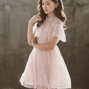 Resim Kızların Şık Romantik Dantel Fırfır Elbisesi 