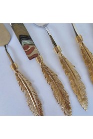 Resim MaviDamla 2 PARÇA PASTA SERVİS SETİ TÜY MODEL GOLD 
