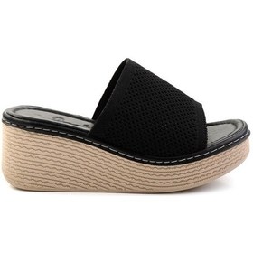 Resim Siyah Hakiki Deri Kadın Terlik K04197046182 Siyah 