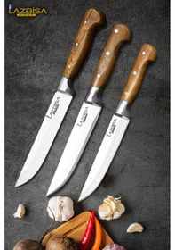 Resim Hand Craft Mutfak Bıçak Seti Et Ekmek Sebze Salata Börek Bıçağı 3 Lü Set Hds-34 Ahşap 