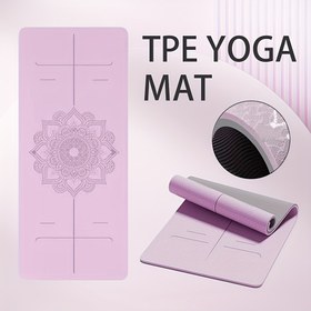 Resim Yoga Matı için Ekstra Büyük Kaymaz TPE, Hizalama İşaretleyicili - 182.88cm x 80.01cm Kalınlık (0.58cm) Ağır Hizmet Tipi Yırtılmaya Karşı Dayanıklı Fitness Matı, Evde Spor Salonu, Stüdyo ve Dış Mekan Kullanımı için Tasarım - Kadınlar ve Erkekler için Dayanıklı Egzersiz Matı, Yoga ve Pilates için Kaymaz Yüzey 