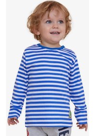 Resim Breeze Erkek Bebek Uzun Kollu Tişört Patlı Çizgili Dinozor Baskılı 9 Ay-3 Yaş, Koyu Mavi-koyu Mavi Koyu Mavi 