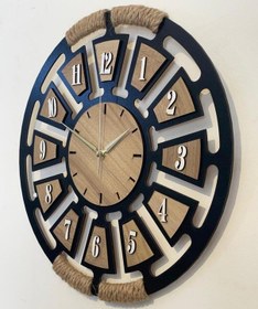 Resim Ümra Lazer Lazer Kesim Dekoratif Ahşap Hasir Detayli Askili Sesiz Akar Duvar Saati 40x40 Ahşap 