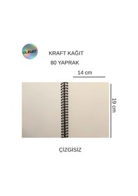 Resim Spiralli 80 Yaprak Çizgisiz Küçük Boy Sert Kapak Not Defteri Kraft Kağıt 14x19 Cm 