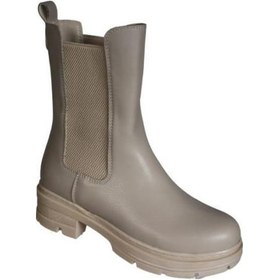 Resim Yazkış Kadın Siyah Ten Cilt Cift Lastikli 17cm Bilek Boyu 5cm Kalın Düz Taban Bot Ten Ten Rengi 