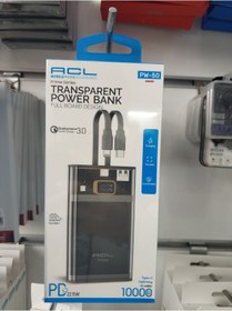 Resim Acl Şeffaf Göstergeli 10000MAH Lightning ve Type-C Kablolu Hızlı Şarj Q3.0 Powerbank 