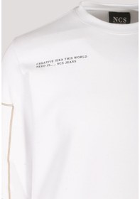 Resim Erkek Sweatshirt Beyaz Bisiklet Yaka Relax Fit Nakış Detaylı Double Face Pamuk Sweat Ncs Jeans 1618-beyaz Beyaz 