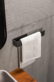 Resim Zift Unique Paslanmaz Çelik Mat Siyah Havlu Askısı - Yapışkanlı Havluluk - Banyo & Lavabo Havlu Tutacağı - STİLO 