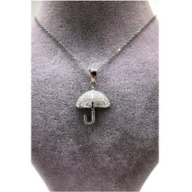 Resim Omar Silver Kadın Zirkon Taşlı Şemsiye Model Gümüş Kolye (513866516) 
