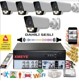 Resim 5 Li Sesli Araç İnsan Yüz Ve Hareket Algılayan 5 Mp Lens 9 Warm Led Gece Renkli Kamera Seti 5909ws 