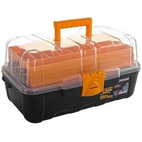 Resim Super-Bag Şeffaf Balıkçı Takım Alet Çantası 16" (Üç Raflı) Turuncu 