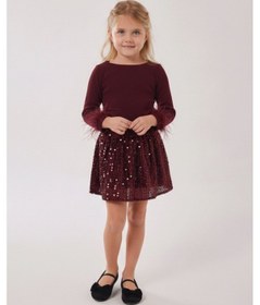 Resim My Kids Wear Kız Çocuk Bayramlık Bordo Payet Etek Takımı 12530 Bordo 