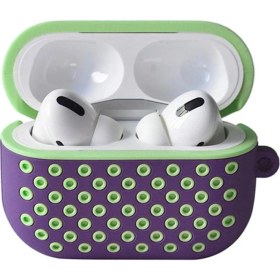 Resim Apple Airpods Pro 2 (2.nesil) Spor Delikli Kılıf - Lila-Yeşil 