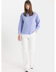 Resim Defacto Wide Leg Geniş Bol Paça Cepli Beyaz Basic Düz Gabardin Pantolon C4528AX24SMWT83 Beyaz 