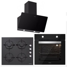 Resim Silverline BO6501B01 - CS5335B01 - 3457 Soho 60 Siyah Cam Ankastre Set 