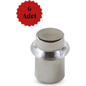 Resim Sözer Orman Ürünleri 6'lı Contalı Krom Zamak Yer Koruyucu Kapı Tamponu Kapı Stoperi 4,5cm - (6 Adet) 