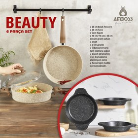 Resim Amboss Beauty 6 Parça Granit Kapaklı Tencere - Tava ve Sahan Seti 
