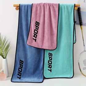 Resim Yetişkinler için 1 adet Ultra-Yumuşak Mikrofiber Spor Havlusu - Hızlı Kuruyan, Süper Emici Spor Salonu ve Yoga Havlusu Modern Tasarım ile, 3 Renk (Mavi/Mor/Teal/Pembe) - Makine Yıkanabilir, Fitness, Koşu, Açık Hava Aktiviteleri, Yoga Aksesuarları için Mükemmel | Şık Fitness Havlusu | Ultra İnce Fiber Havlusu, Spor Salonu Havlusu 