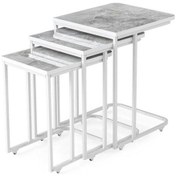 Resim High Gloss Parlak Mermer Desen 3Lü C Zigon Sehpa (531810432) 