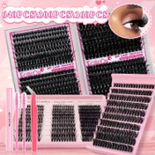 Resim 640/300 /160 Parça Kirpik Uzatma Seti, 2'si 1 Arada Yapıştırıcı, Cepte ve Fırçalı 30D/ İnce Çizgi 40 Şerit - Anime Bebek Hacimli Kalın Sahte Tüyler, 8-18mm Karşım Boylar Bağlantılı, 8 Kullanım ile Evde Do-It Yourself (DIY) Kitini Araya Girebilirsiniz 