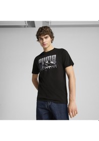 Resim Puma 68482801 Graphics Mountain Tee Erkek Spor Tişört SIYAH 