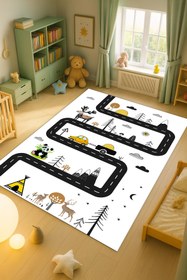 Resim Kessy Home Studio Eğitici Yol Desenli Çocuk Oyun Halısı Dijital Baskı Yıkanablir Kaymaz Taban Çocuk Odası Halısı 11 