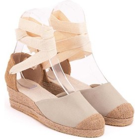 Resim Star Tombis Gerçek Elişi Bej Hasır Jüt Bileğe Bağlı Ipli Günlük Kadın Espadril Handmade Bej 