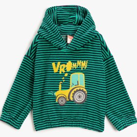 Resim Erkek Bebek Manşetleri Lastikli Sweatshirt Kapüşonlu 