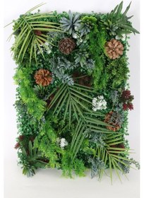 Resim Yapay Çiçek Deposu Yapay Dikey Bitki Hazır Duvar Paneli 55 Cm X 55 Cm Model 7 