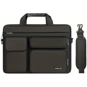 Resim Xuweiwei Siyah 17 Inç Unisex Laptop Çantası Hafif İş Seyahat Çantası Ayarlanabilir Askı Acı Kahverengi 