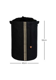 Resim Ocean Home Textile Ağzı Büzgülü Çizgili Siyah Renk Jüt Çamaşır Sepeti 40 x 55 cm 