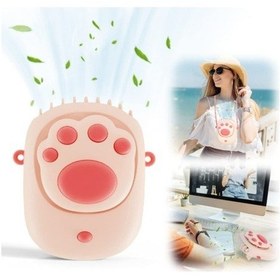 Resim Portatif Boyun Fanı, El Fanı Usb, 3 Hızlı Şarj Edilebilir Giyilebilir Kolye Fanı, Masa Mini Fan, Kişisel Fan 3653 Kırmızı 