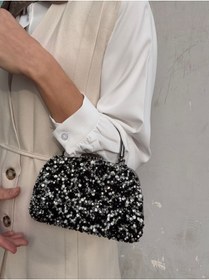 Resim Çanta Trend Kadın Kristal Taşlı Zincir Uzun Askılı Abiye Çanta 