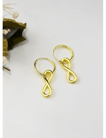 Resim Papatya Silver 925 Ayar Gümüş Altın Kaplama Sonsuzluk Halka Küpe 